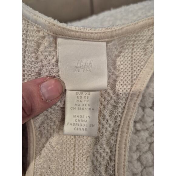 H&M Women's Size XS Racerback Bodycon Knit Midi Dress Cream White - Picture 3 of 4